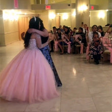 Load image into Gallery viewer, Sheer Long Sleeves Quinceanera Dresses Ball Gowns Crystal Beaded
