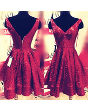 Load image into Gallery viewer, Burgundy Sequin Homecoming Dresses
