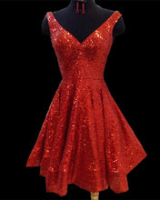 Load image into Gallery viewer, Red Sequin Homecoming Dresses
