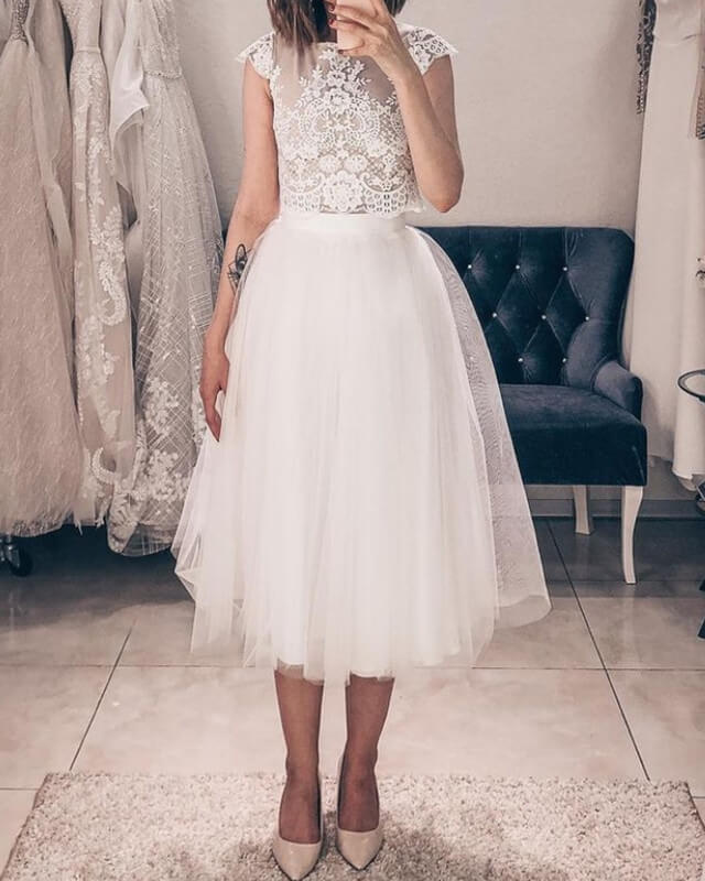 Two Piece Boho Wedding Dresses Short