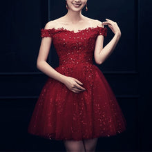 Load image into Gallery viewer, Short Burgundy Prom Dresses Sequin Lace-alinanova
