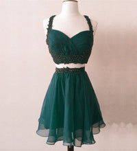 Load image into Gallery viewer, Short Chiffon Two Piece Dress Applique Open Back-alinanova
