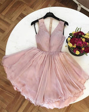 Load image into Gallery viewer, Short Deep V-neck Organza Ruffles Homecoming Dress
