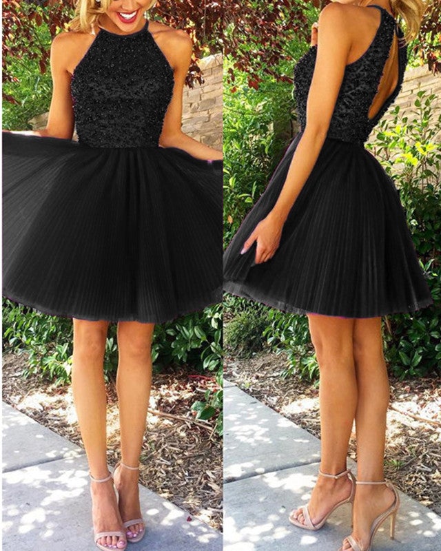 Short Emerald Green Homecoming Dresses Tulle Beaded Open Back Short Emerald Green Homecoming Dresses Tulle Beaded Open Back
