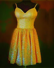 Load image into Gallery viewer, Short Glitter Tulle Prom Homecoming Dresses V Neck
