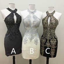 Load image into Gallery viewer, Short Halter Prom Homecoming Dresses Embroidery Beaded
