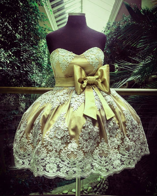 Short Lace Appliques Bow Sashes Satin Prom Homecoming Dresses Short Lace Appliques Bow Sashes Satin Prom Homecoming Dresses