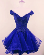 Load image into Gallery viewer, Short Lace Beaded V-neck Off Shoulder Homecoming Dresses Organza
