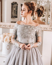 Load image into Gallery viewer, Short Lace Long Sleeves Off Shoulder Homecoming Dresses
