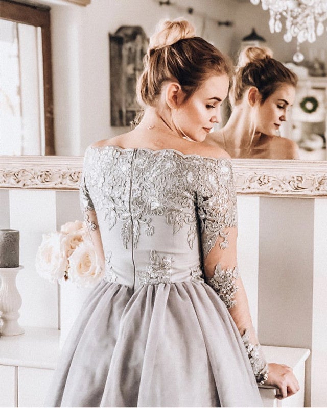 off the shoulder long sleeve homecoming dresses Black Sequin Off-shoulder Long Sleeve Prom Dress