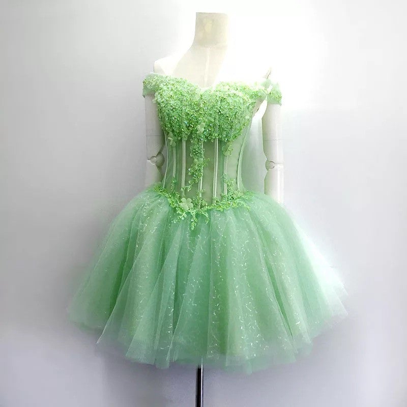 homecoming dresses men A-Line Dotted Tulle Corset Short Homecoming Dress main image 1