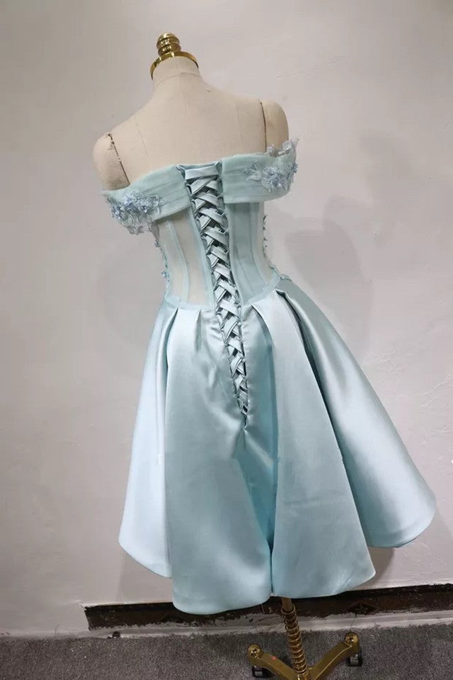 Short Off Shoulder Prom Homecoming Dresses Lace Embroidery Short Off Shoulder Prom Homecoming Dresses Lace Embroidery