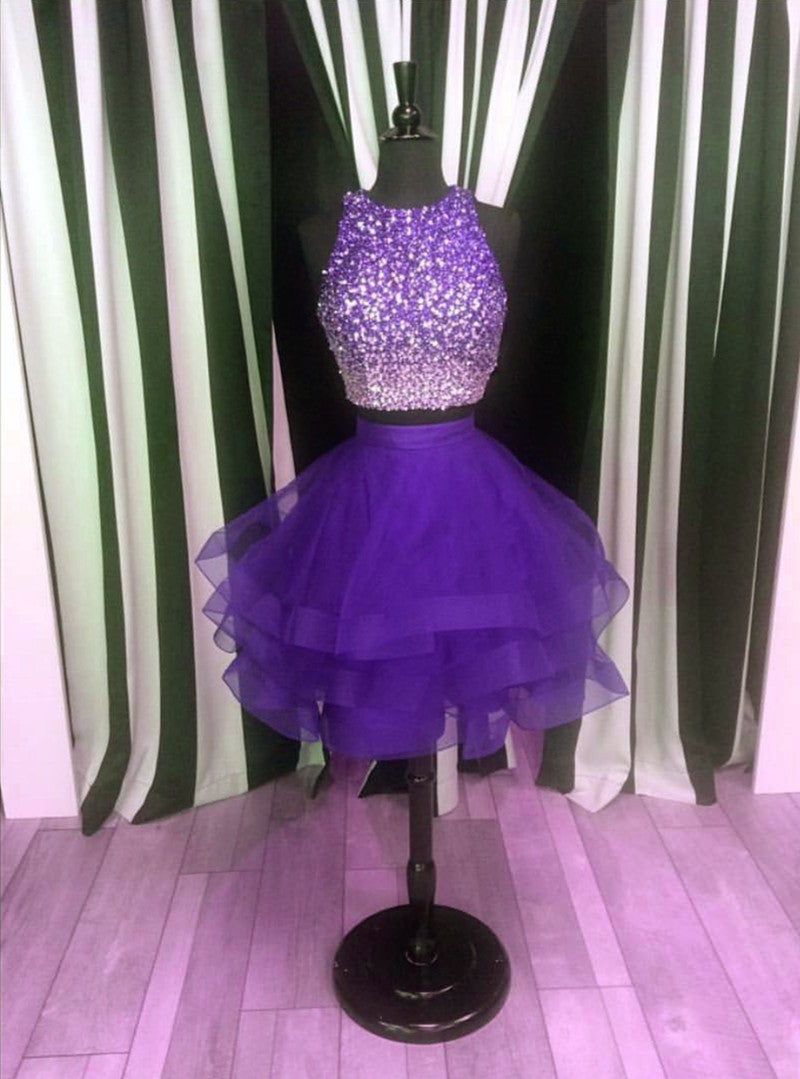 Short Ombre Homecoming Dresses Two Piece Prom Gowns