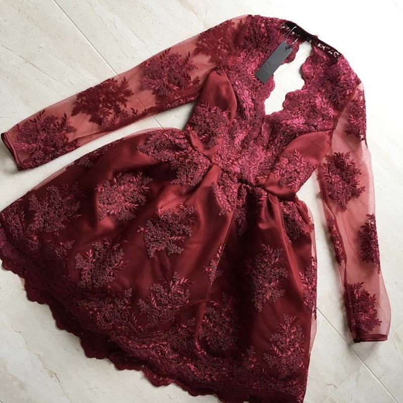 Short Open Back Long Sleeves Homecoming Prom Dresses Short Open Back Long Sleeves Homecoming Prom Dresses