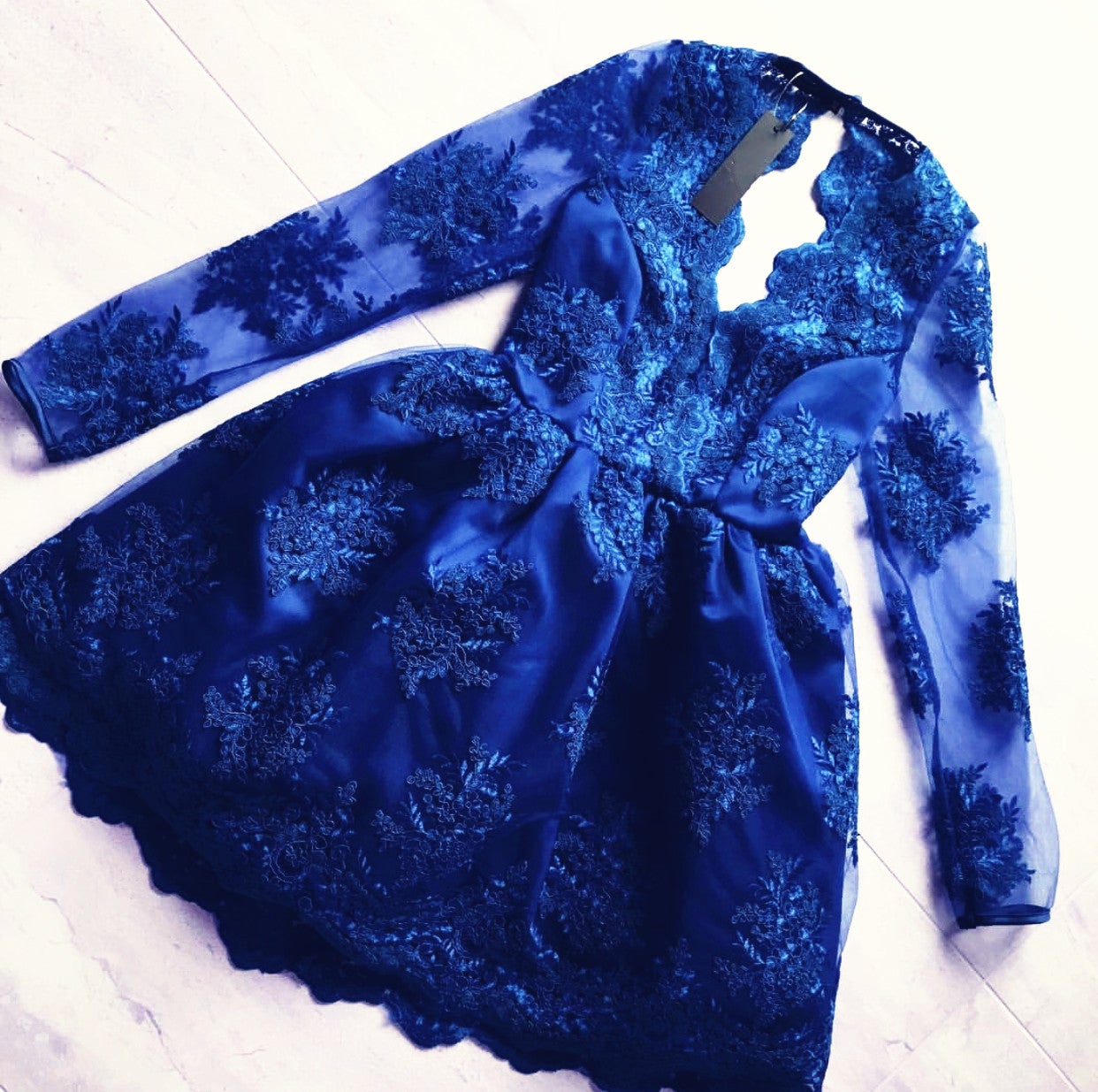 Short Long Sleeves Lace Prom Homecoming Dresses Open Back – alinanova