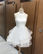 Load image into Gallery viewer, Short Organza Ruffles Homecoming Dresses Lace Halter-alinanova
