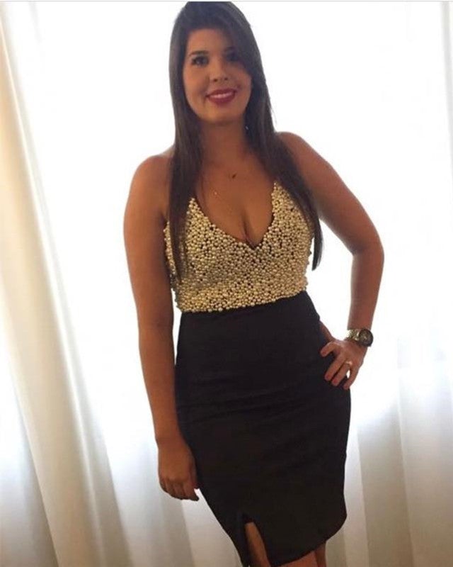Short Pearl Beaded Homecoming Dresses Bodycon Short Pearl Beaded Homecoming Dresses Bodycon