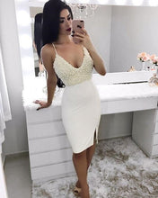 Load image into Gallery viewer, Bodycon Homecoming Dresses White
