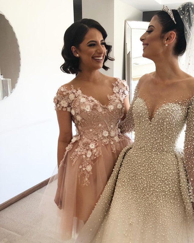 Short Pink Bridesmaid Dresses Mixed Style Short Pink Bridesmaid Dresses Mixed Style
