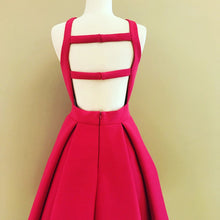 Load image into Gallery viewer, Short Pink Satin Halter Homecoming Dresses Open Back

