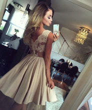 Load image into Gallery viewer, Short Satin Lace Open Back Homecoming Dresses For Cocktail Party
