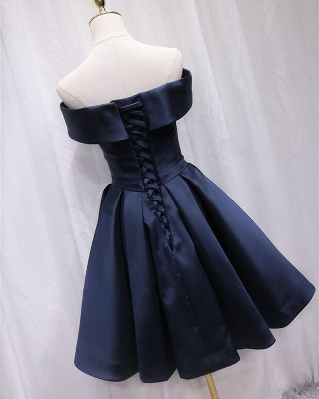 Short Satin Off Shoulder Homecoming Dress For Prom alinanova Short Satin Off Shoulder Homecoming Dress For Prom alinanova