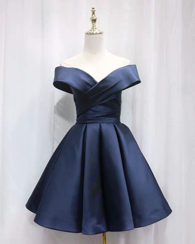 Short Satin Off Shoulder Homecoming Dress For Prom – alinanova
