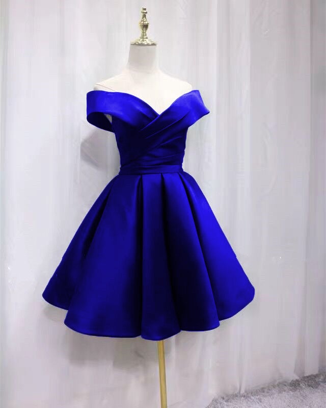 Short Satin Off Shoulder Homecoming Dress For Prom alinanova Short Satin Off Shoulder Homecoming Dress For Prom alinanova