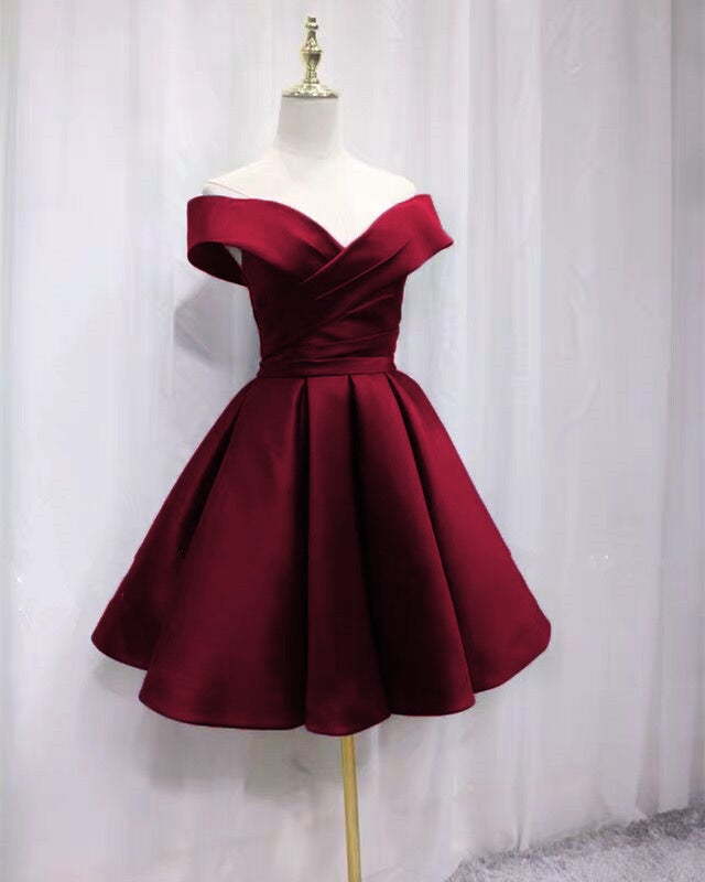 Short Satin Off Shoulder Homecoming Dress For Prom alinanova Short Satin Off Shoulder Homecoming Dress For Prom alinanova