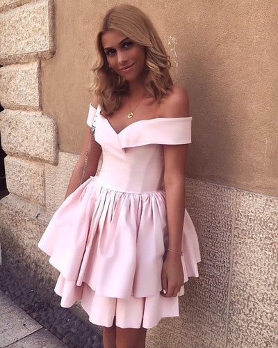 Short Ruffles Homecoming Dresses Pink
