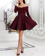 Load image into Gallery viewer, Off The Shoulder Homecoming Dresses Burgundy
