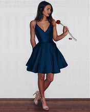 Load image into Gallery viewer, Simple Navy Homecoming Dresses
