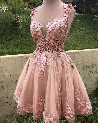 Rose Pink Homecoming Dresses Short