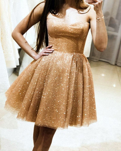 Short-Gold-Prom-Dresses-For Graduation-Party