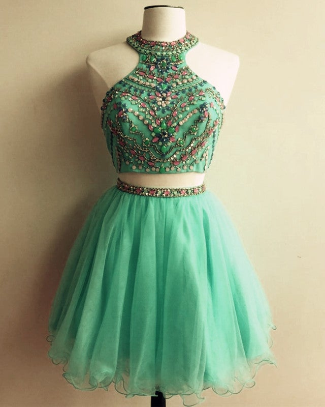 Short Two Piece Prom Dresses Beaded Top Short Two Piece Prom Dresses Beaded Top