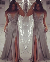 Load image into Gallery viewer, Chiffon Formal Dresses Silver
