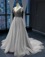Load image into Gallery viewer, Silver Tulle Evening Dresses 2020
