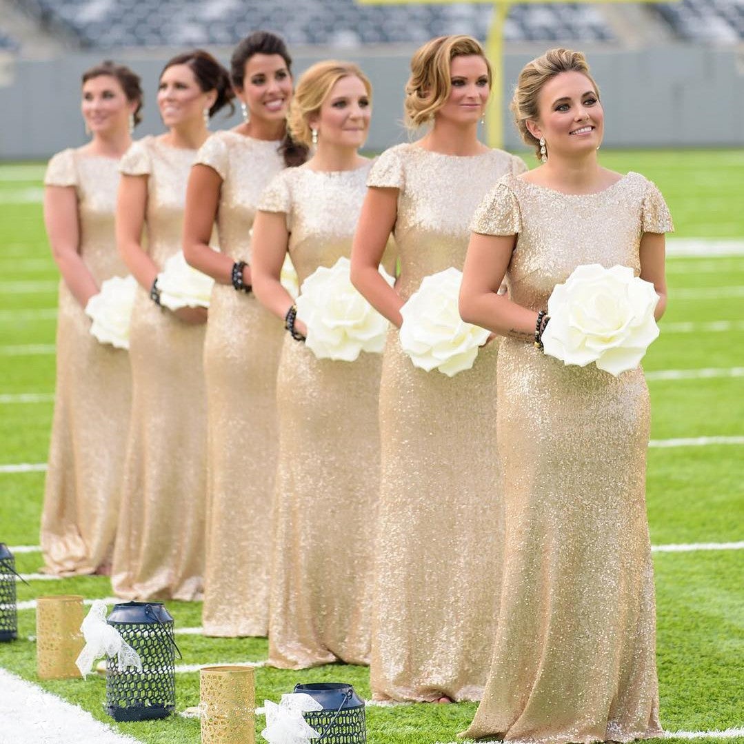 Silver Sequins Long Bridesmaid Dresses Ruffles Back Silver Sequins Long Bridesmaid Dresses Ruffles Back