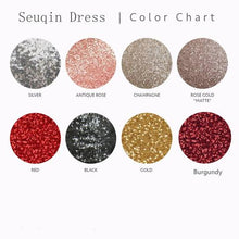Load image into Gallery viewer, Silver Sequins Long Bridesmaid Dresses Ruffles Back
