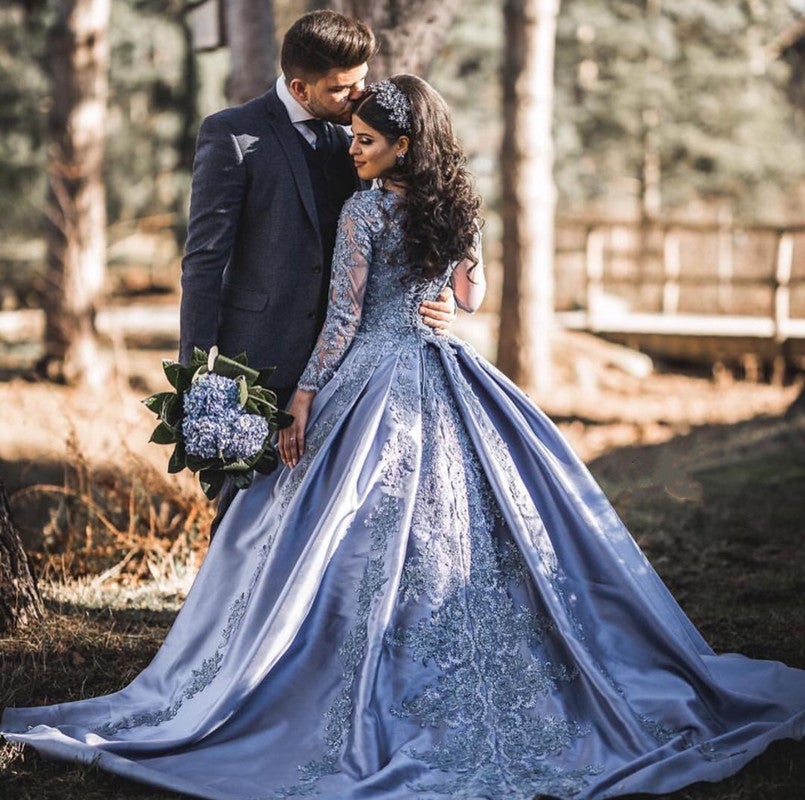 Silver Wedding Dresses Ball Gowns Lace Long Sleeves Silver Wedding Dresses Ball Gowns Lace Long Sleeves