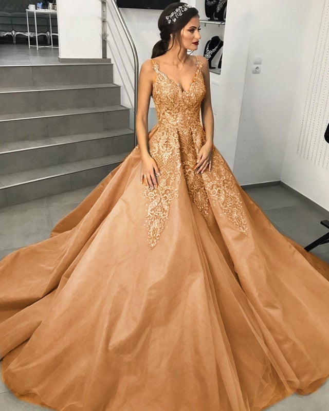 kelly faetanini bridal spring 2017 strapless sweetheart ball gown wedding  dress (leona) mv gold color embroidery pockets | Wedding Inspirasi