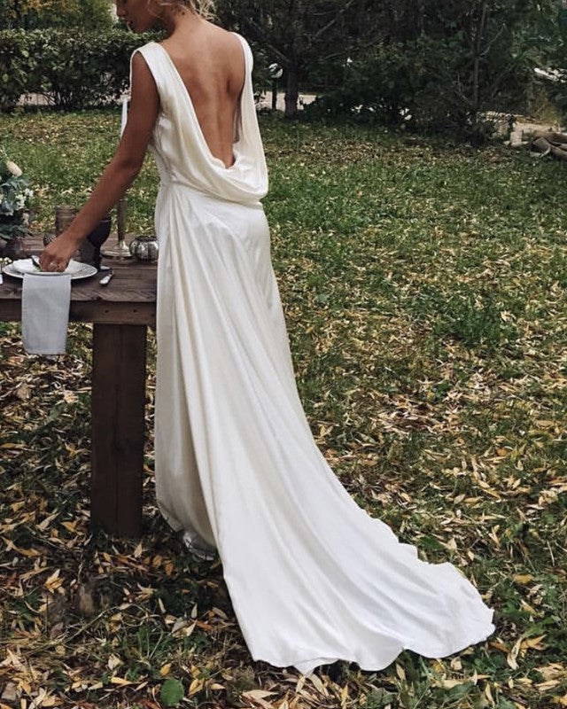 princess polly baby blue dress Simple Off-the-shoulder Puff Sleeve Boho Wedding Dress main image 0
