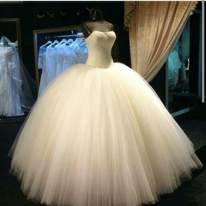 Simple Design Strapless Tulle Wedding Dresses Ball Gowns-alinanova