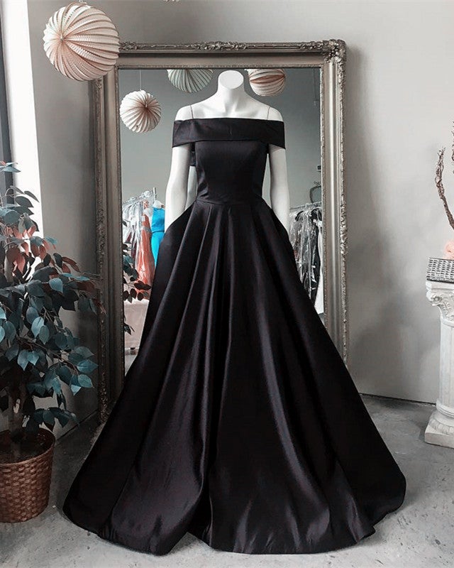 Simple Satin Off The Shoulder Long Prom Dress Ball Gowns Simple Satin Off The Shoulder Long Prom Dress Ball Gowns