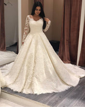 Load image into Gallery viewer, Lace-Wedding-Dresses-Vintage-Bridal-Gowns-Long-Sleeves-Wedding-Gowns-2019

