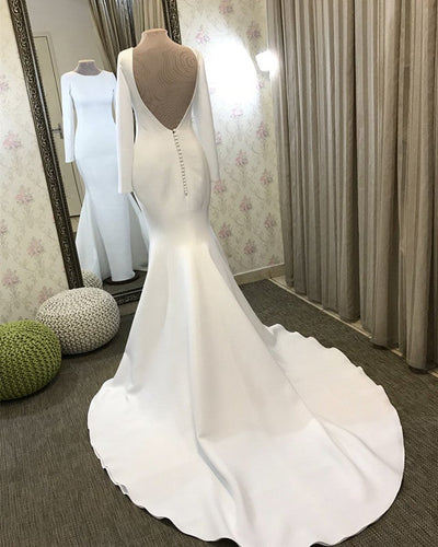 Sleek Long Sleeve Wedding Dress