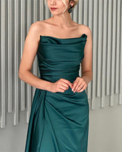 Load image into Gallery viewer, Ruched Satin Split Dresses
