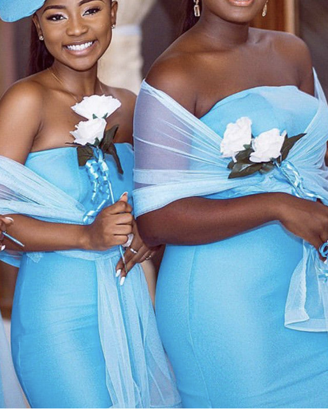 Sleeveless Satin Mermaid Bridesmaid Dresses With Scarf Sleeveless Satin Mermaid Bridesmaid Dresses With Scarf