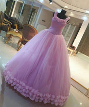 Load image into Gallery viewer, Spaghetti Straps Pink Flower Ball Gowns Quinceanera Dresses Bodice Corset

