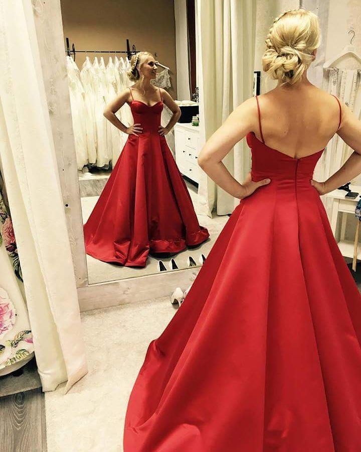 Spaghetti Straps Sweetheart Long Satin Ball Gown Prom Dresses Spaghetti Straps Sweetheart Long Satin Ball Gown Prom Dresses